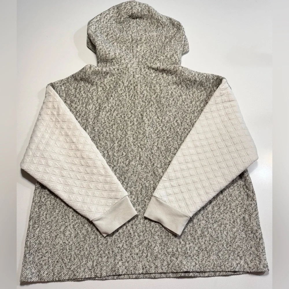Madewell Quilted Sleeve Hoodie Sweatshirt Ivory/Gray Size Large Style #NB523 - Picture 2 of 9